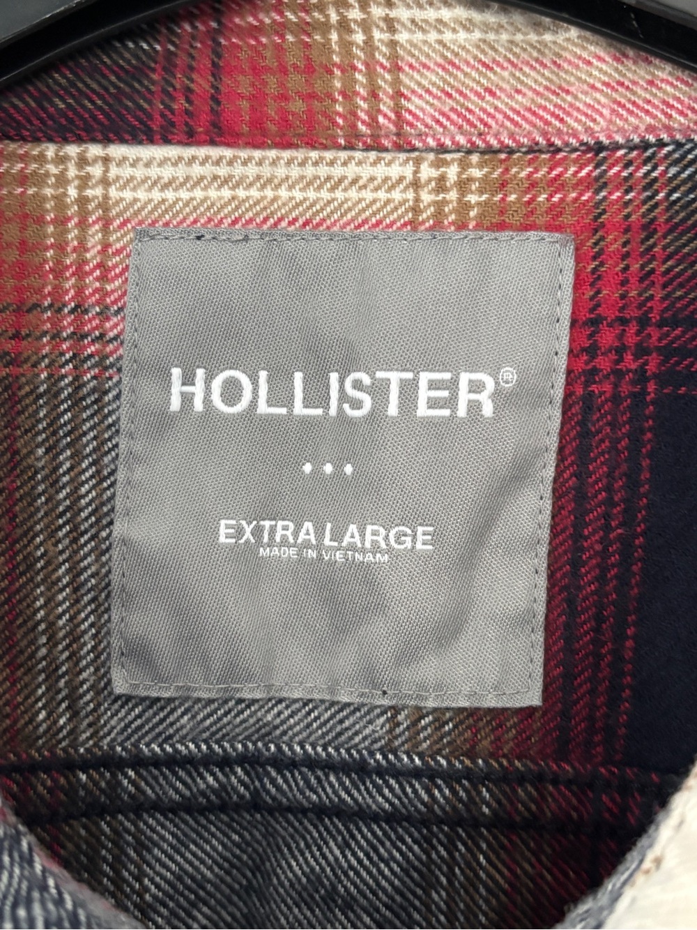 Hollister Red Navy Cream Plaid Flannel Shirt - Extra Large - Picture 2 of 6